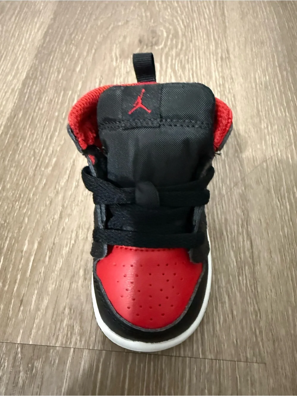 Jordan Baby Black and Red High-Top Sneakers